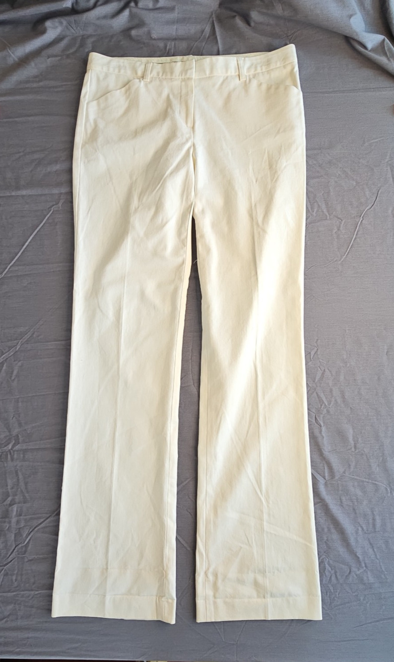 Theory Vintage Y2K Ivory Mid Rise Trousers Size 10 Made USA 2000s